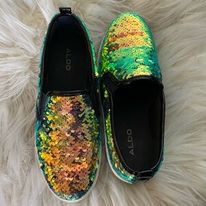 Aldo Women’s Jille Iridescent Flip Sequin Slip On Sneakers